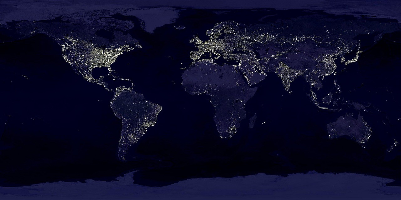 earth, world map, world, map, continents, land, satellite image, satellite map, dark, night